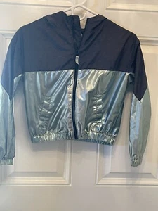 Girls’ Windbreaker Jacket ~ Aqua and Dark Grey ~ Size 8 - Picture 1 of 8