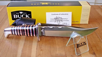 LEROY REMER CUSTOM BUCK KNIFE 119 SPECIAL 2020 BLADE COPPER ALUMINUM HANDLE - Image 1 of 4