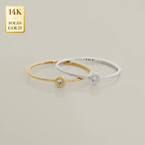 14K REAL Diamond Minimal Band Ring Solid Gold Natural Genuine Diamond Jewelry - Picture 1 of 4
