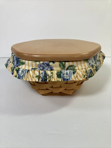 Longaberger Generations Hexagon 7” Basket With Protector Liner Lid Combo Cover