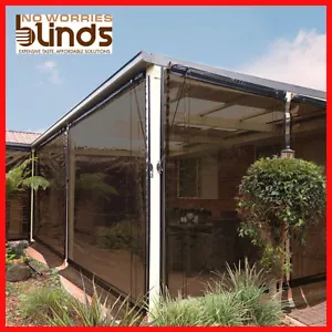 2 x 180 x 240 Charcoal Bistro Cafe Blind PVC Outdoor + Joiner + Wall Anchors - Picture 1 of 1