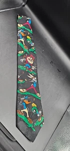 Vintage Looney Tunes Necktie Golfing Taz Bugs Bunny Daffy Duck Marvin - READ - Picture 1 of 3