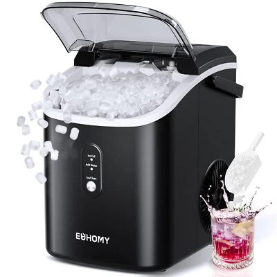 Nugget Ice Maker Countertop with Handle, Ready in 6 Mins, 34lbs/24H