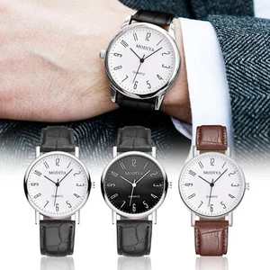 Men's Fashion Leather Band Watch Digital Quartz Temperament Men's Watch Gift AU - Picture 1 of 20