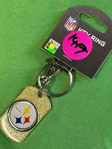 NFL Pittsburgh Steelers Glitter Sparkly Keychain Key Ring w/Clip NWT - Picture 1 of 3