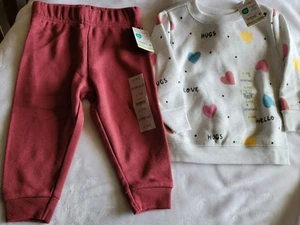 Garanimals (6-9M) Girl’s Fleece Jogger Pants+ Love Hugs Sweatshirt Top NWT - Picture 1 of 3