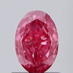 Lab Grown 0.57 Ct Fancy Vivid Pink Color VS1 OVAL Cut IGI Certified CVD Diamond - Picture 1 of 12