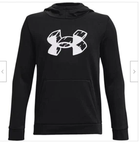 Under Armour Boys Size YXL Black/White Fleece Long Sleeve Hoodie New - Picture 1 of 1