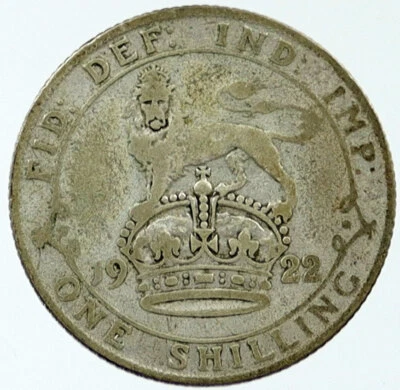 1922 United Kingdom UK Great Britain GEORGE V Lion Silver Shilling Coin i116796 - Image 1 of 2