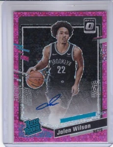 JALEN WILSON 2023-24 PANINI OPTIC PINK DISCO AUTO AUTOGRAPH RC #18/25 BROOKLYN - Picture 1 of 2