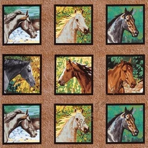 WESTERN SOUTHWESTERN PFERDE CHRIS CUMMINGS ES STOFF PANEL 12"x43" #D (12 schwarz) - Bild 1 von 2