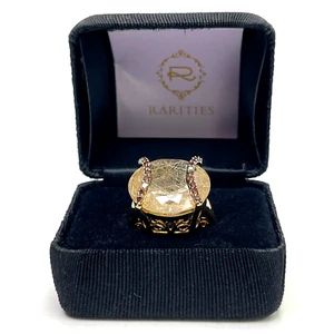 Rarities Carol Brodie Sterling Silver 925 Gold Plated Rutilated Quartz Ring 7.75 - Picture 1 of 22