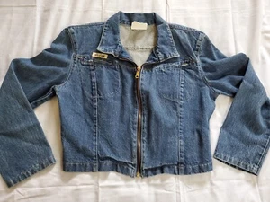VTG 90s Silver Jeans Denim Blue Jean Full Zip Jacket Womens Large Canada Made - Picture 1 of 9