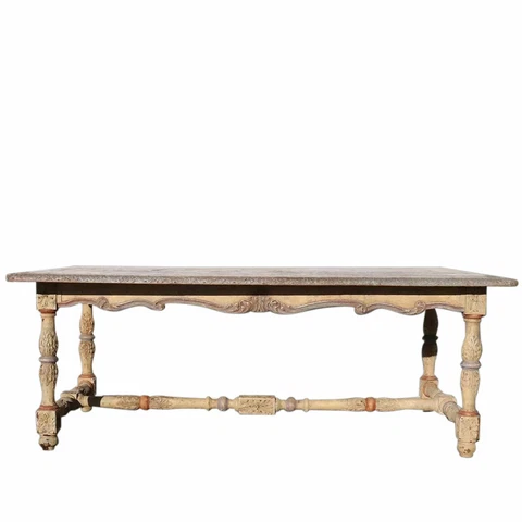 Antique French Henri II Painted Oak Library / Desk / Dining Table 19th century Cover