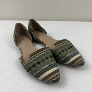 Isaac Mizrahi D'Orsay Flats Shoes Womens Woven Canvas Tan Green Blue Brown Sz7.5 - Picture 1 of 10