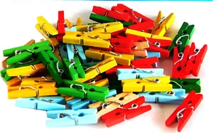 Wooden Mini Craft Pegs Assorted Colours 50  - Picture 1 of 4