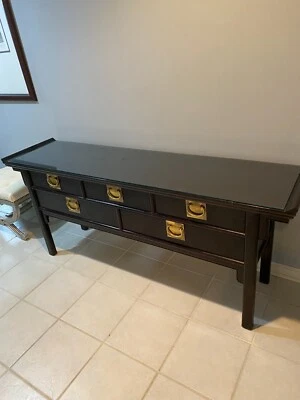 Century Furniture Black Lacquered Asian Style 5 Drawer Sideboard/Buffet  - Image 1 of 4