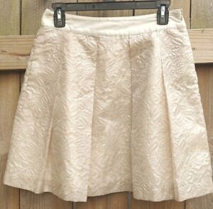 See By Chloe Cream Brocade Pleated A Line Skirt Size 2