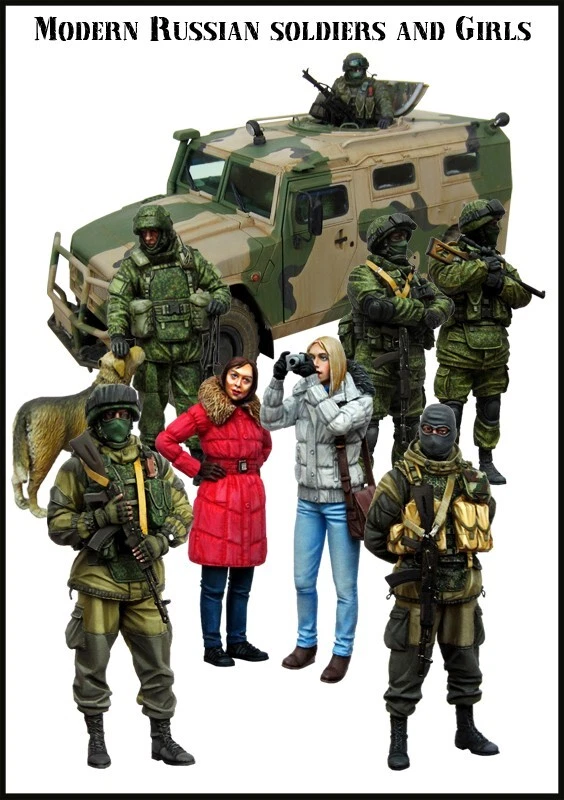 EVOLUTION MINIATURES 1:35 BIG SET-6 MODERN RUSSIAN SOLDIERS & GIRLS (8 FIGURES) - Image 1 of 1