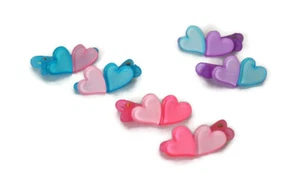 Girls Pretty Acrylic Heart Small Crocodile Alligator Hair Clips x2pcs - Picture 1 of 21