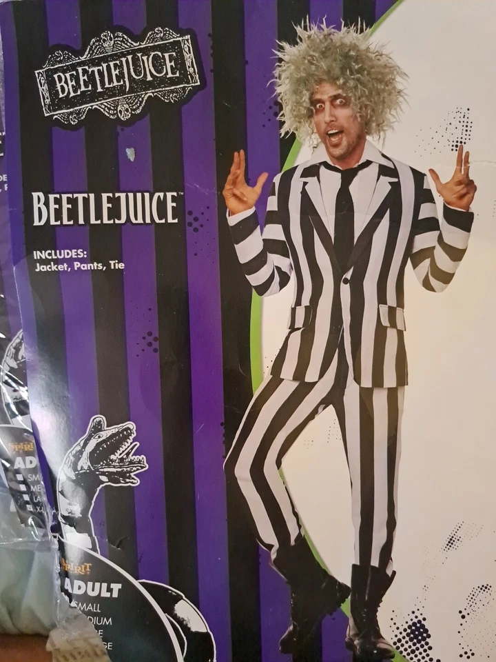 Spirit Halloween Beetlejuice Adulto Beetlejuice Traje Disfraz Talla Mediana Foto 1 de 4