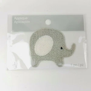 Elephant Crocheted Iron On Applique Children Babies Baby Clothing 2.5" Gray - Picture 1 of 3