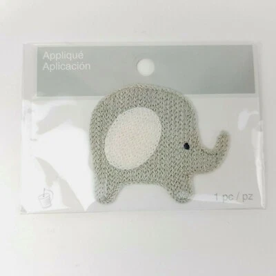 Elephant Crocheted Iron On Applique Children Babies Baby Clothing 2.5" Gray - Image 1 of 3
