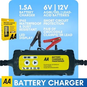 AA 12V 6V 1.5A Smart Battery Charger Maintainer Repair for Car Motorcycle - Picture 1 of 8