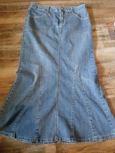 EST 1946 Denim Blue Maxi Skirt Flared Cottage Core Sz. 8 - Picture 1 of 8