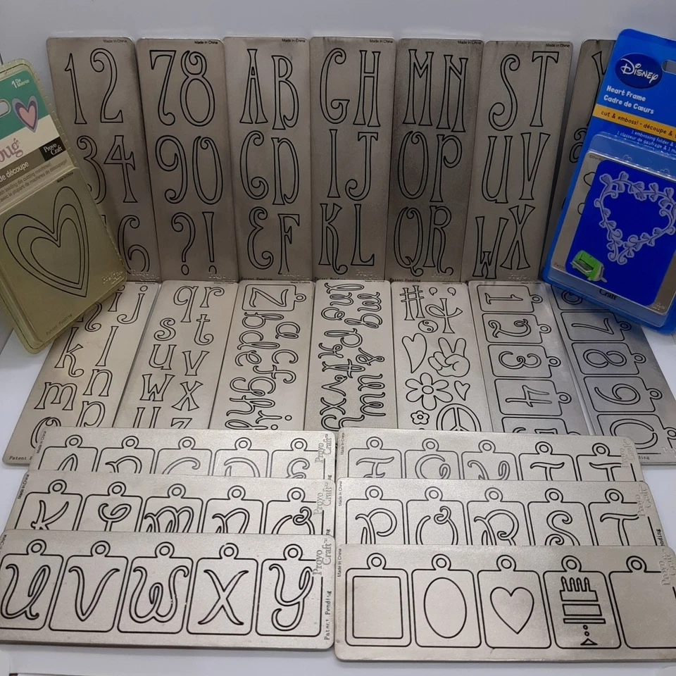 Provo Craft Cutting Die Lot Letters Numbers Hearts - Image 1 of 4