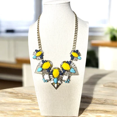 CHLOE & ISABEL Vintage Gold Tone Multicolored Crystal Statement Necklace CI571 - Image 1 of 4