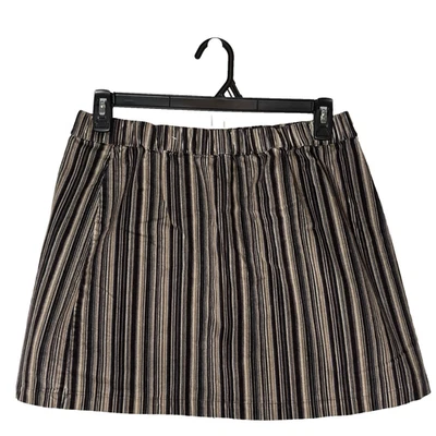 American Eagle Brown Multi Striped Corduroy Elastic Waist Mini Skirt Size L - Image 1 of 4