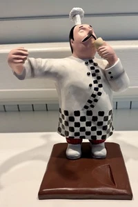 Resin Heavy Italian Chef Wine Bottle Holder Figurine 10-3/4” Tall - Picture 1 of 12