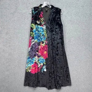 Radzoli Duster Velvet Vest S Black Floral Y2K Whimsigoth Fairy Grunge Butterfly - Picture 1 of 8