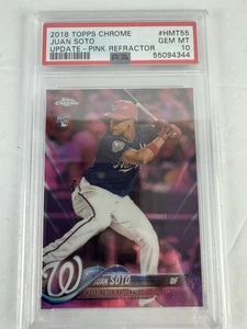 2018 Topps Chrome Update Juan Soto Pink Refractor Rookie RC #HMT55 Card PSA 10 - Picture 1 of 2