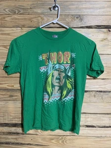 Marvel Thor Christmas Tee Green Graphic T-Shirt Men’s XL Next Level Apparel - Picture 1 of 15