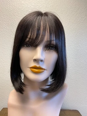 Louis Ferre OPAL Fine Luxury Human Hair Wig, Mono Top, Soft Black. NIB - Image 1 of 4