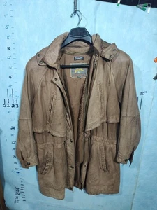 Wilsons Originals Leather Jacket Mens XL Brown Hooded Parka Thinsulate Insulated - Picture 1 of 16