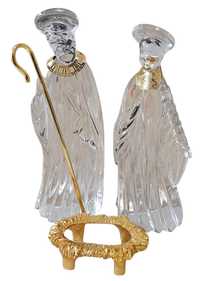 Gorham Crystal 2 Piece Set HOLY FAMILY Nativity Mary & Joseph - Made in Germany  - Image 1 of 1