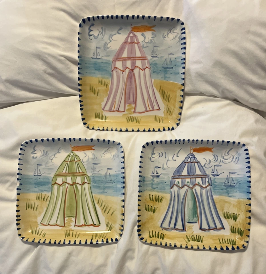 3 КВАДРАТНЫЕ ПЛАСТИНЫ KATE WILLIAMS GLOBAL DESIGN для прибрежной лодки пляжа 8 дюймов c4 - Изображение 1 из 4