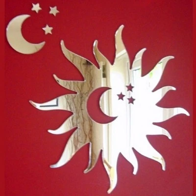Sun Mirror with Moon & Stars (3mm Acrylic mirror, Several Sizes Available) - Image 1 of 2