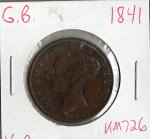 Coin Great Britain 1/2 Penny 1841 KM726, Victoria - Picture 1 of 4