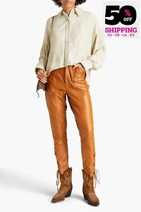 RRP €2200 ISABEL MARANT Leather Cropped Trousers FR40 US8 UK12 L Lace-Up Cuffs - Bild 1 von 6