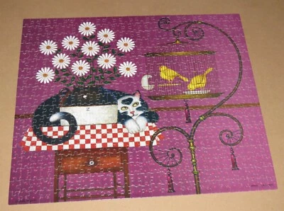 Vintage 1986 Charles Wysocki Puzzle Cat Canaries Canary Birds - Assembled - Image 1 of 4