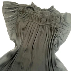 Joie Ruffle Neck Black Blouse Ladies Size Small Shirred Blouse Large Sleeves - Picture 1 of 5