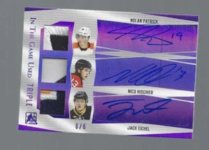 NOLAN PATRICK, NICO HISCHIER, J EICHEL  ITG 2017-18 TRIPLE PATCH /AUTOGRAPH CARD - Picture 1 of 2