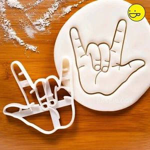 I Love You Hand Gesture cookie cutter - ILY sign language Valentines Day wedding - Picture 1 of 4