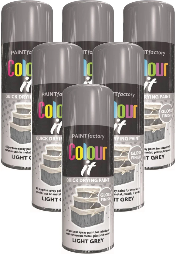 2x Light Grey Gloss Spray Paint Aerosol Auto Car Lacquer Wood Metal 400ml