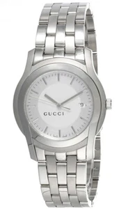 GUCCI 5505 Series 36MM QTZ S-Steel Silver Dial Men's Watch YA055212 - Picture 1 of 4