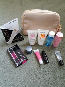 Lot of 10 Lancome Samples and Cosmetic Bag